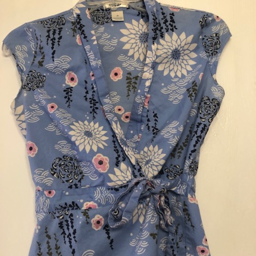 Baby Blue with Flowers Wrap Top
